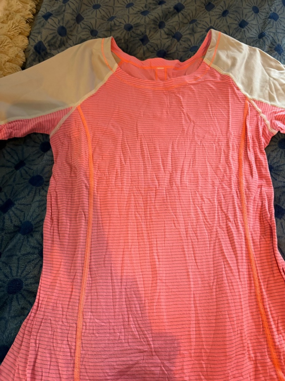 lululemon athletica Pink and Cream Short Sleeve Athletic Tee